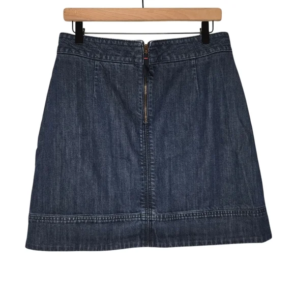 Boden Womens Dark Wash Patch Pocket Zip Denim Jean Skirt Size 8 - Picture 2 of 8